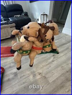 RARE 2008 Gemmy Christmas Teeter Totter Santa Reindeer 6ft Animated Decor Works