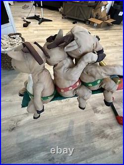 RARE 2008 Gemmy Christmas Teeter Totter Santa Reindeer 6ft Animated Decor Works