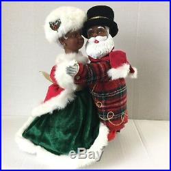 RARE African American Santa And Mrs Claus Holiday Skate Avon Black Musical Dance