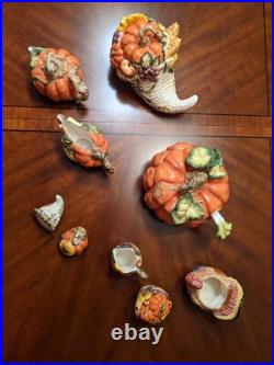 RARE BICO 9-Piece Fall Harvest Pumpkin Ceramic Decor Collection Cornucopia