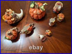 RARE BICO 9-Piece Fall Harvest Pumpkin Ceramic Decor Collection Cornucopia