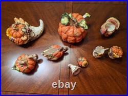 RARE BICO 9-Piece Fall Harvest Pumpkin Ceramic Decor Collection Cornucopia
