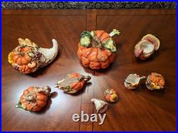 RARE BICO 9-Piece Fall Harvest Pumpkin Ceramic Decor Collection Cornucopia