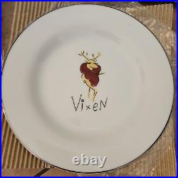 RARE BOX S/8 Pottery Barn Reindeer 11 dinner plates SET OF 8 JAPAN