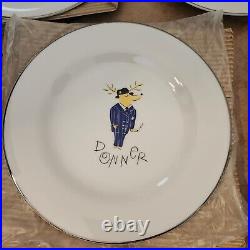 RARE BOX S/8 Pottery Barn Reindeer 11 dinner plates SET OF 8 JAPAN