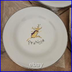 RARE BOX S/8 Pottery Barn Reindeer 11 dinner plates SET OF 8 JAPAN