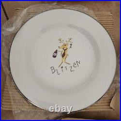 RARE BOX S/8 Pottery Barn Reindeer 11 dinner plates SET OF 8 JAPAN