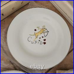 RARE BOX S/8 Pottery Barn Reindeer 11 dinner plates SET OF 8 JAPAN