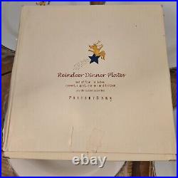 RARE BOX S/8 Pottery Barn Reindeer 11 dinner plates SET OF 8 JAPAN