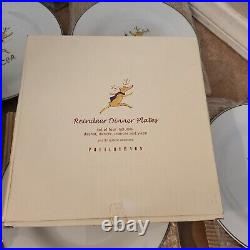 RARE BOX S/8 Pottery Barn Reindeer 11 dinner plates SET OF 8 JAPAN