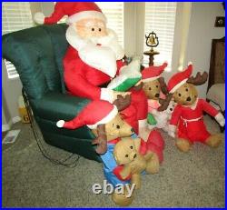 RARE Christmas Inflatable Santa Claus Reading to Dogs Pets Gemmy