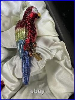 RARE Frontgate Holiday Collection SET 6 MACAW PARROT Glass Christmas Ornaments RARE Frontgate Holiday Collection SET 6 MACAW PARROT Glass Christmas Ornaments