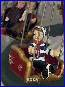 RARE Hawthorne village Christmas Swing Carousel Ride Animated Musical Kinkade