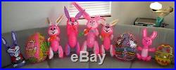 RARE LOT OF 9 VTG 1970s/80s EASTER INFLATABLES PINK BUNNY RABBITS EGGS VGC