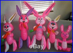 RARE LOT OF 9 VTG 1970s/80s EASTER INFLATABLES PINK BUNNY RABBITS EGGS VGC