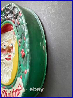 RARE! Large Vintage Christmas SANTA FOLLOWS YOU Underwriters Lab Antique Wall