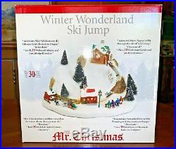 RARE MR. CHRISTMAS Winter Wonderland Ski Jump Action/Lites 30 Tune Music Box MIB