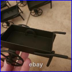 RARE NEW S/8 Pottery Barn Wheelbarrow Placecard Holders Rustic Metal