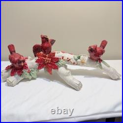 RARE NIB Fitz and Floyd Cardinal Christmas 3-Light Candelabra Retired Mint Cond