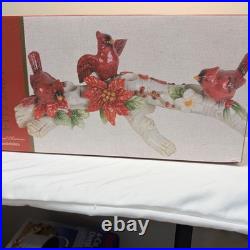 RARE NIB Fitz and Floyd Cardinal Christmas 3-Light Candelabra Retired Mint Cond