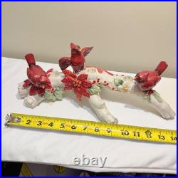RARE NIB Fitz and Floyd Cardinal Christmas 3-Light Candelabra Retired Mint Cond