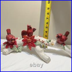 RARE NIB Fitz and Floyd Cardinal Christmas 3-Light Candelabra Retired Mint Cond