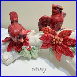 RARE NIB Fitz and Floyd Cardinal Christmas 3-Light Candelabra Retired Mint Cond