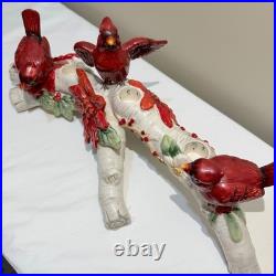 RARE NIB Fitz and Floyd Cardinal Christmas 3-Light Candelabra Retired Mint Cond