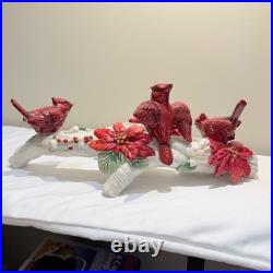 RARE NIB Fitz and Floyd Cardinal Christmas 3-Light Candelabra Retired Mint Cond