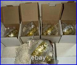 RARE NIB LOT 5 Mia White/Gold Poland Handblown Glass Ornaments (12288)