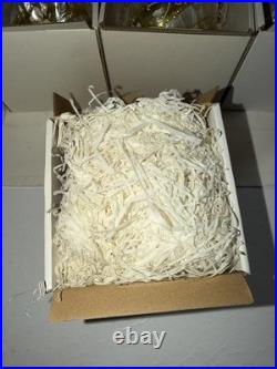 RARE NIB LOT 5 Mia White/Gold Poland Handblown Glass Ornaments (12288)