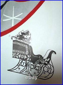 RARE NOS 1957 Douglas Fir Plywood Paste-On Pattern MCM Christmas Sleigh Singers