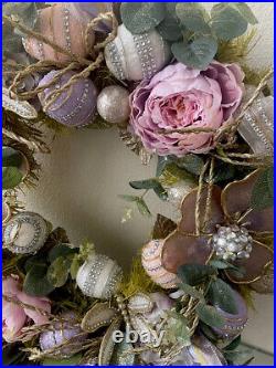 RARE PIER 1 Capiz Flowers Glam Wreath (Easter Spring Decor) -Pink Peonies HTF