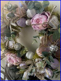 RARE PIER 1 Capiz Flowers Glam Wreath (Easter Spring Decor) -Pink Peonies HTF