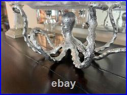 RARE Pottery Barn OCTOPUS Serving STAND withGLASS TRAY COASTAL HOME BEACH