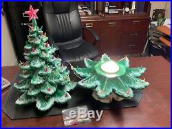 RARE Vintage 24 Flocked, Lighted, Musical Ceramic Christmas Tree Atlantic Mold