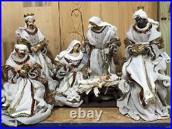 RAZ Import 14.75 Three Wisemen Winter White Cream Bronze Nativity Christmas NEW