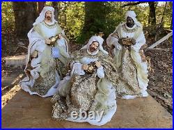 RAZ Import 15 Three Wisemen Ivory Gold Bronze Sequin Nativity Christmas 4110653