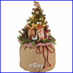 RAZ Imports24 Lighted Christmas Tree in Sack Bag with Gingerbread MenDecorated