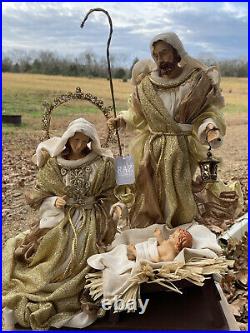 RAZ Imports 15.25 Holy Family Gold Cream Bronze Nativity Christmas NEW! 4010655