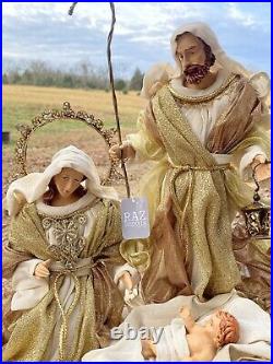 RAZ Imports 15.25 Holy Family Gold Cream Bronze Nativity Christmas NEW! 4010655