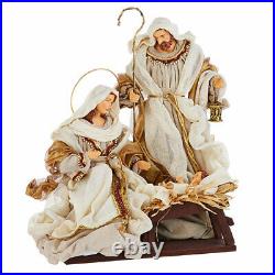RAZ Imports 15.25 Holy Family Winter White Cream Bronze Nativity Christmas NEW