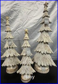 RAZ Imports Oh Holy Night 20 White Washed Table Top Christmas Trees, Set of 3
