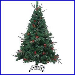 REALISTIC Artificial Christmas Tree Pre Decorated Pine Cones Barries Frozen Tips