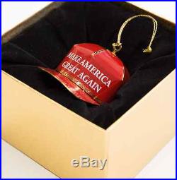 REAL 24K Gold Donald Trump Make America Great Again Red Hat Christmas Ornament