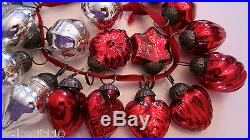 RED & SILVER Mercury Glass Kugel Style Miniature Ornaments. Set of 20. NWT