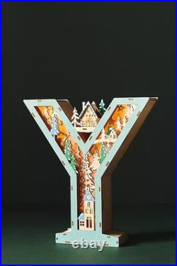 RESERVED JOY Monogram Wonderland Light-Up Scene Christmas Letter SET 3 NEW