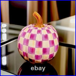 RETIRED MacKENZIE CHILDS Purple CHECK Medium Fall PUMPKIN W Box Autumn Halloween RETIRED MacKENZIE CHILDS Purple CHECK Medium Fall PUMPKIN W Box Autumn Halloween