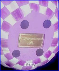 RETIRED MacKENZIE CHILDS Purple CHECK Medium Fall PUMPKIN W Box Autumn Halloween