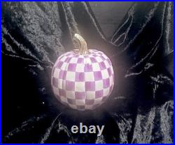 RETIRED MacKENZIE CHILDS Purple CHECK Medium Fall PUMPKIN W Box Autumn Halloween RETIRED MacKENZIE CHILDS Purple CHECK Medium Fall PUMPKIN W Box Autumn Halloween
